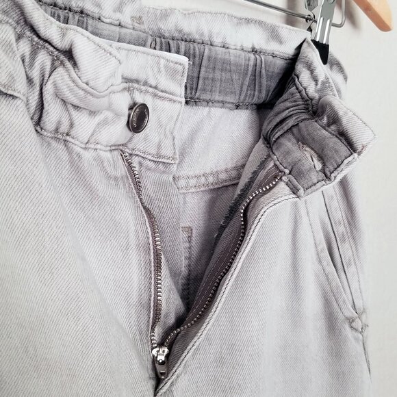 Zara Baggy Paperbag Elastic High Waist Light Grey Gray Denim Jeans Size 6 Ankle - Picture 13 of 16
